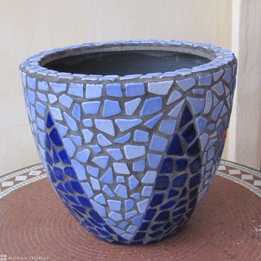 Flower Pot made from broken mosaic tiles