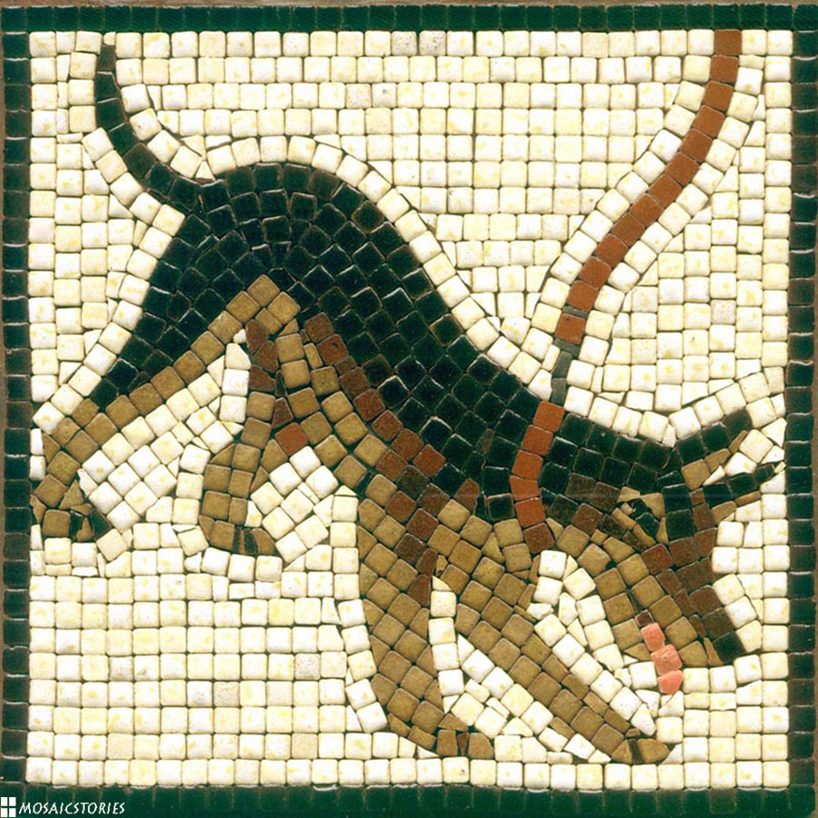 Alea Mosaik Dog in Ceramic tiles Cave Canem